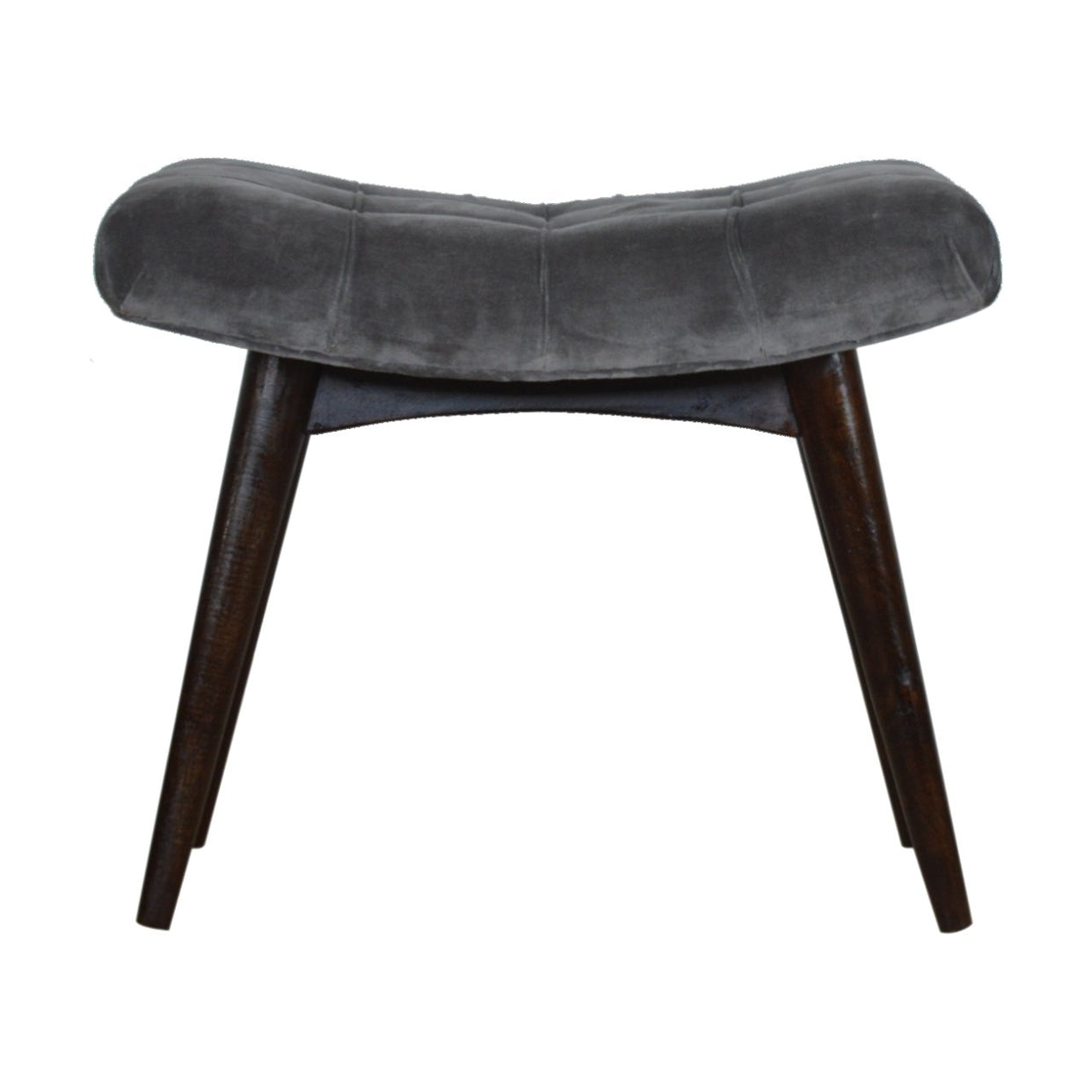 Cotton Velvet Curved Mango Wood Bench Grey  from Artisan Furniture - IN933