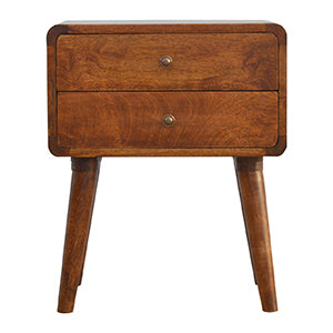 Curved Chestnut Mango Wood Bedside Table from Artisan Furniture - IN308